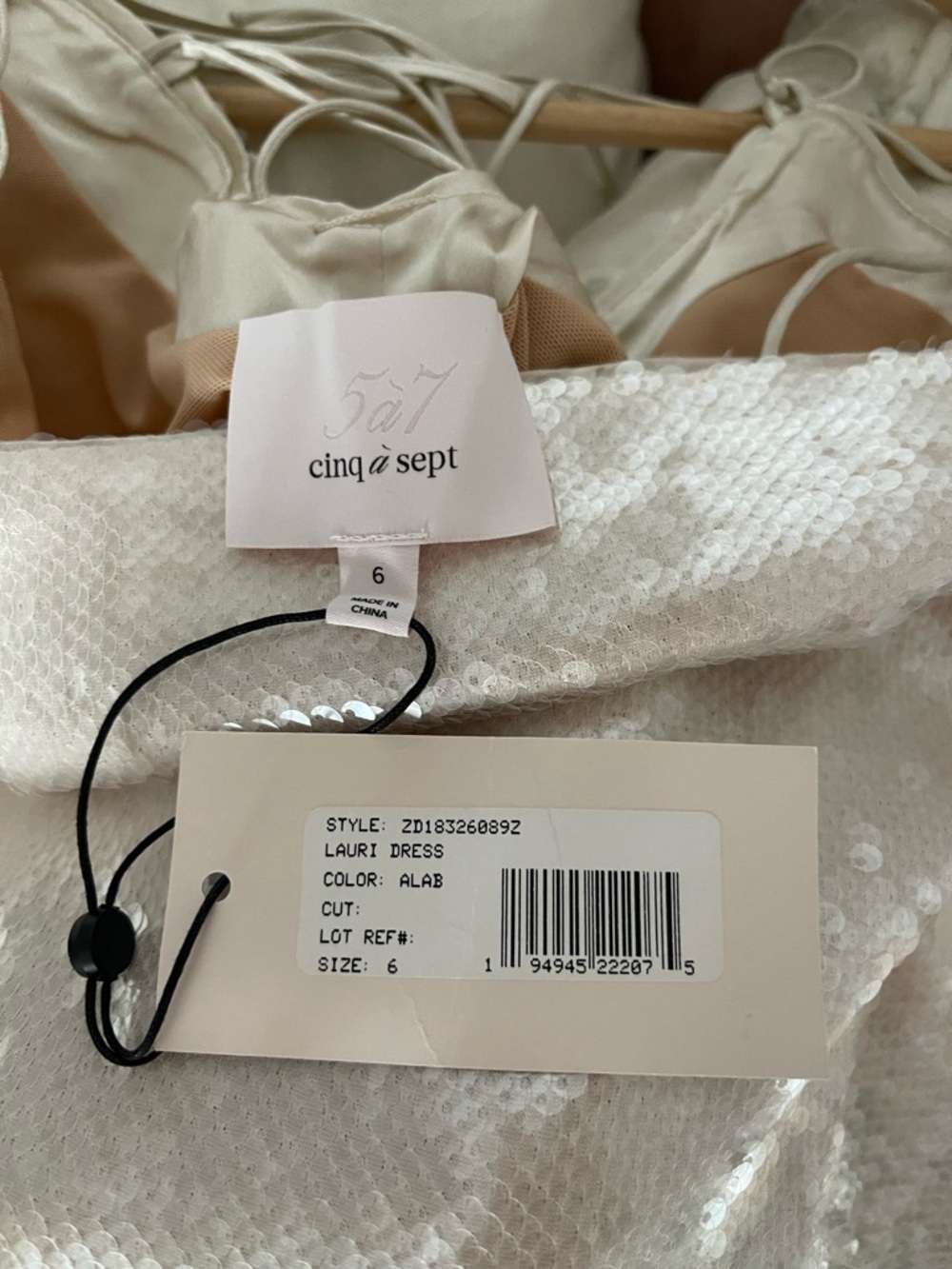 cinq à sept Sequin Slip Dress in Alabaster - Picture 3 of 4